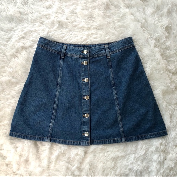 H&M DIVIDED • Like New Denim Skirt Button Down Jean Size 10 Cotton EUC - Picture 3 of 7